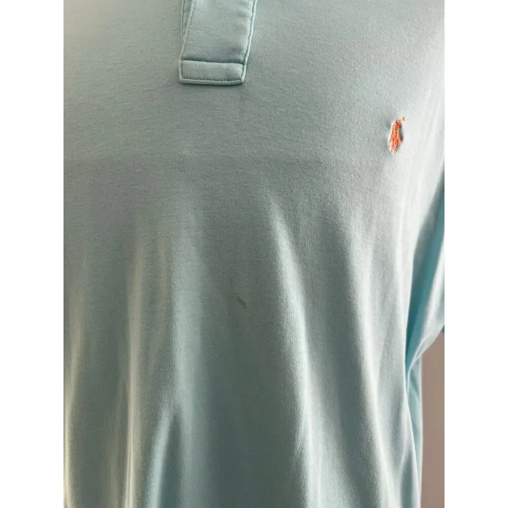 Polo Ralph Lauren 100% Soft Cotton Collared Shirt Pastel Blue Pink Size Large SG